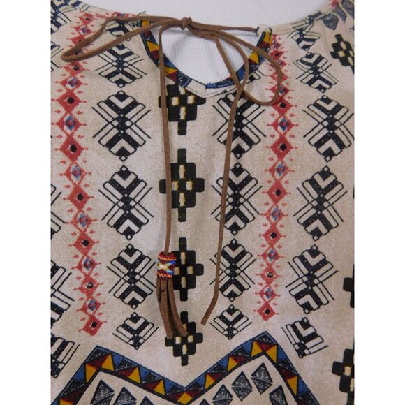 Cato Woman 18/20W Boho Tribal Print Tunic Top Long Sleeve Tie Neck - Picture 3 of 12